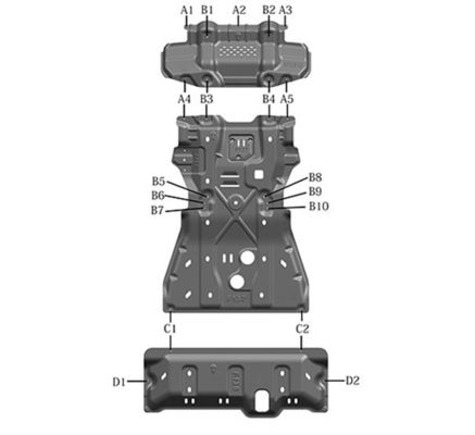 স্ট্যান্ডার্ড ইঞ্জিন লোয়ার গার্ড প্লেট ইঞ্জিন কভার ফরচুনার ফুল স্কিড প্লেট সেট টয়োটার জন্য
