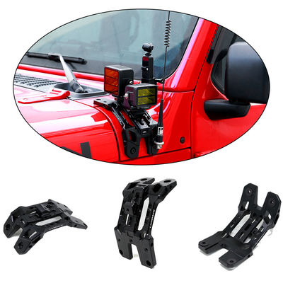 2018-2019 Jeep Wrangler JL অ্যালুমিনিয়াম হুড মাউন্ট ক্যামেরা হোল্ডার এলইডি লাইটের সাথে ডিজাইন করা হয়েছে