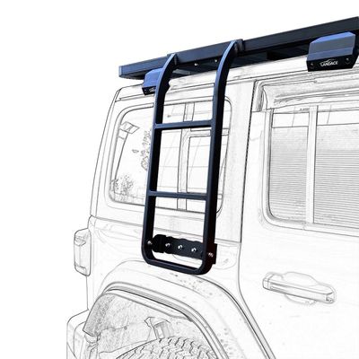 Jeep WranglerJL ছাদ র্যাকের জন্য স্টাইলিশ এবং কার্যকরী কালো স্টেইনলেস স্টীল সাইড সিঁড়ি