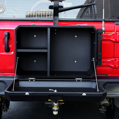 ২০২১- জিপ র্যাংলার ব্ল্যাক অ্যালুমিনিয়াম অ্যালোয় পাউডার লেপা পিছনের পাশের দরজা বাইরের স্টোরেজ বক্স